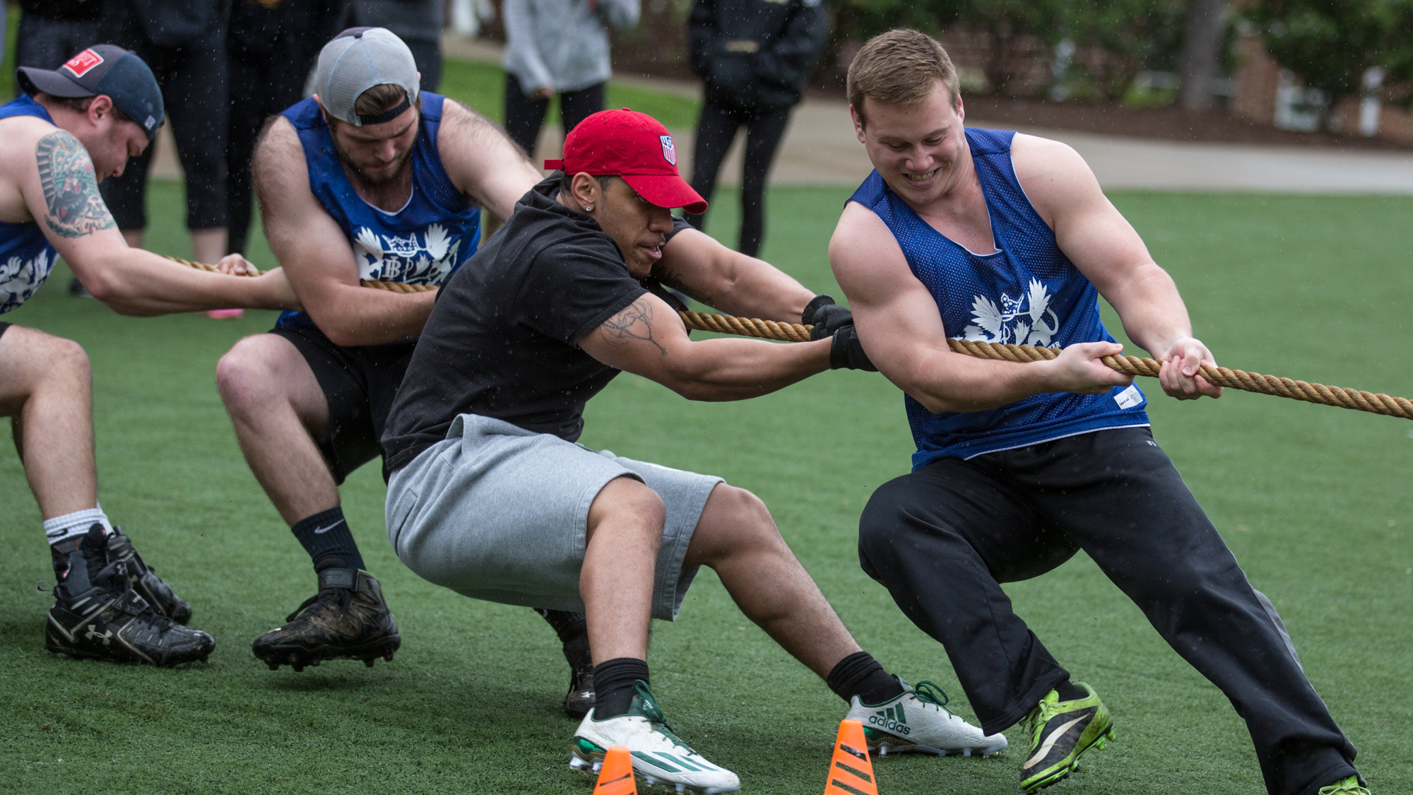 Greek students participate in tug-of-war.