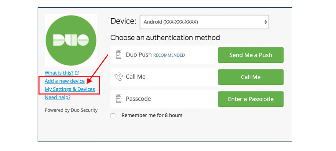 DUO authentication screenshot