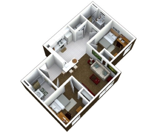 Floorplan of two-person room.